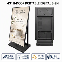 Layar Digital Signage LCD 43" Indoor/Outdoor, Dapat Dipindahkan, Berdiri Sendiri, Stand Lantai, Rating IP65, Sistem Operasi Android, Full HD