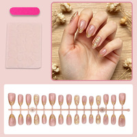 30 faux ongles amande rose nude effet œil de chat, design crochet métallique 3D sculpté, amovibles, en promotion