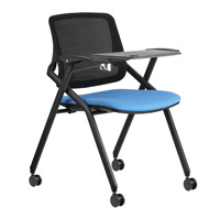 Chaise de conférence pliable avec accoudoirs et tablette d'écriture, design moderne, en maille, empilable, pour usage commercial et bureautique