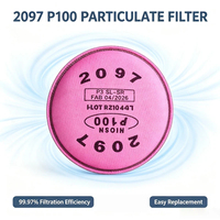 Filtre à verrouillage à baïonnette 2097 P100 à 99,97 % d'efficacité pour masque respiratoire demi-visage/visage complet, soudage, ponçage, poussière de construction