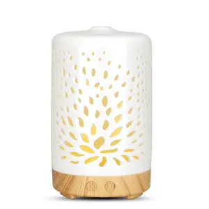 2020 Newest White Ceramic 100ml Porcelain Ultrasonic Aroma Diffuser with 7 Color LED Lights