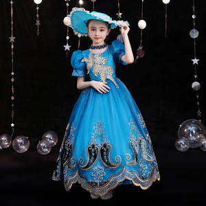 Il modello di dramma di corte della ragazza del palcoscenico blu splendido Drag Show lo stile straniero presiede il <span class=keywords><strong>Costume</strong></span> di esecuzione del pianoforte - Product Image 1