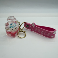 Porte-clés en acrylique liquide flottant avec pingouin, poisson-clown, pieuvre, breloque de sac à sable mouvant, ornement de sac cadeau souvenir