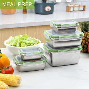 Wholesale Leakproof 350-1800ml Stainless Steel 304 Kitchen Food Storage <b>Container</b> Prep Meal Box Fruit Snack <b>Container</b> Camping - Product Image 4
