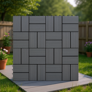 WPC Decking <b>Tiles</b> 11.8x11.8 In Gray <b>Interlocking</b> Outdoor Flooring - Product Image 2