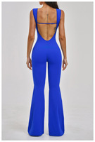 Combinaison de yoga extensible pour femme, coupe haute, col en U, pantalon évasé, pour la gym, la course, la danse, l'entraînement, tenue de sport avec effet froncé aux fesses