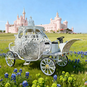 Silver <b>Carved</b> Crown <b>Pumpkin</b> Electric Carriage Royal Style Lawn Wedding Parade Display Cart - Product Image 4