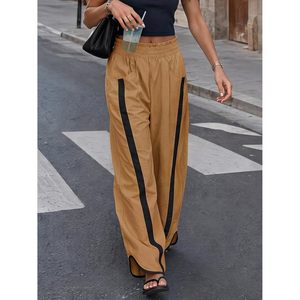 Pantalon de survêtement ample pour femme, taille élastique, couleur contrastante, coupe décontractée, style Y2K, mode automne - Product Image 3