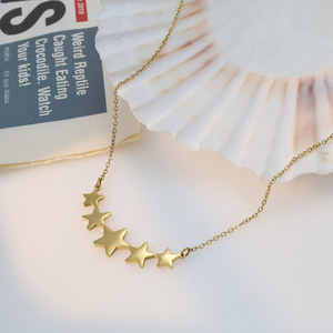 Star Pendant Necklace Stainless Steel Gold Color Five Pointed Stars Clavicle Chain Women Fashion Jewelry Gift - Product Image 1
