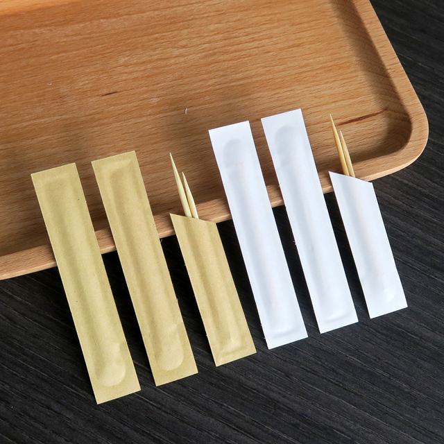 Custom logo Single Packed Birch Toothpicks Individual Wrapping Bamboo Mint Toothpicks Wrapped Wooden Tooth Pick for Restaurant
