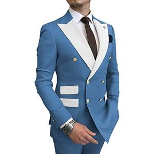 メンズスーツツーピーススリムフィットプロフェッショナルドレスシングルブレスト2ボタンスポーツカジュアルブレザーパーティーウエディング軽量セット - Product Image 1