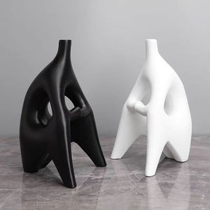 Moderno semplice resina bianca nera senza <span class=keywords><strong>testa</strong></span> figura scultura ornamenti per il reparto casa soggiorno morbido decorazioni natalizie - Product Image 2