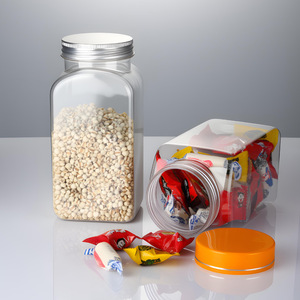 Spice Jar 700ml PET Transparent Square Airtight Food Grade With Metal Lid For General Packaging - Product Image 1