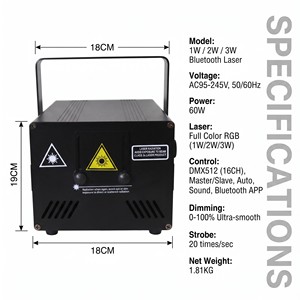 1W 2W 3W RGB动画激光舞台灯 DMX512 APP全彩3B级 <span class=keywords><strong>DJ</strong></span>派对婚礼俱乐部迪斯科灯光 - Product Image 5