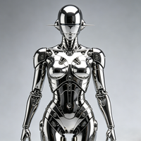 Sculpture de robot humanoïde BZY personnalisable en acier inoxydable poli miroir, style Art déco futuriste, pour espaces extérieurs ou expositions