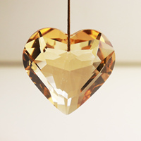 Pendentif Prisme Cœur en Verre Cristal Champagne 45mm, Décoration Suspendue Feng Shui pour Intérieur, Extérieur, Jardin, Attrape-Soleil de Noël pour Fenêtres