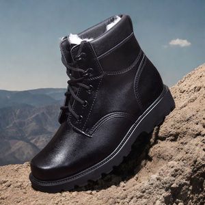 Men's Outdoor Snow <b>Boots</b> Anti-Smashing Waterproof Warm Fleece Lined Mid-Heel Solid Color - Product Image 3