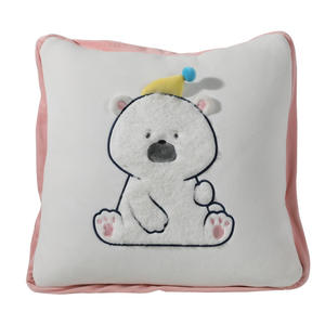 Coussin réversible en peluche avec applique d'animaux mignons pour la maison, couleur marron, gris, blanc - Product Image 4