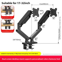 Dudukan Monitor Ganda Grosir untuk Desktop Tanpa Bor, Pengangkat 2 Monitor, Dapat Diputar 90 Derajat, Bahan Aluminium Alloy, Cocok untuk Layar 17-32 Inch