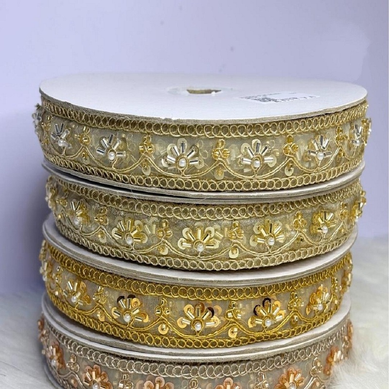 Luxury Pearl Beaded and Metallic Thread
