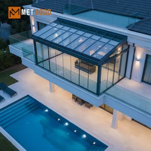 METGOOD - Invernadero de Aluminio y Vidrio Insonorizado para Jardín, Oficina o Terraza, Espacio de Trabajo Remoto para Tres Estaciones - Product Image 1