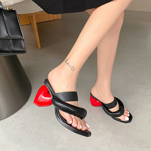 รองเท้าส้นสูงแบบสวมเปิดนิ้วเท้าทรงเหลี่ยม รุ่น Heart New Anti-Slip Celebre Sandale De Marque ปี 2025 สำหรับสุภาพสตรีและผู้หญิง - Product Image 6