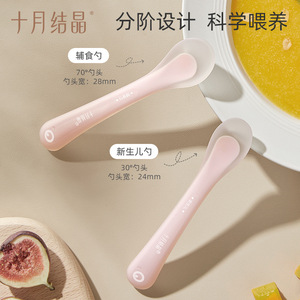 Cuchara de silicona para bebé October Crystal, punta suave de 24mm y 28mm, cuchara de alimentación para recién nacidos, alimentos complementarios para 0-12 meses - Product Image 1