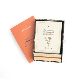 Caixa de presente do amor do cuidado da impressão personalizada, incentivo diário, perfeito, baralho de cartão de confiança da motivação para mulheres