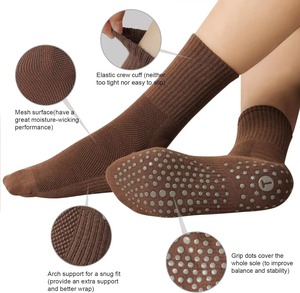 Tùy Chỉnh Cotton Crew Yoga Vớ Chống-Trượt Phòng Tập Thể Dục Đệm Đầy Màu Sắc In Logo Cuff Dưới Grip Dệt Kim Tập Thể Dục Pilates Vớ - Product Image 6