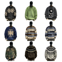 Pull tricoté ample à col rond pour homme, manches longues, tendance, avec fermeture éclair 1/4, anti-boulochage et chaud, vente en gros