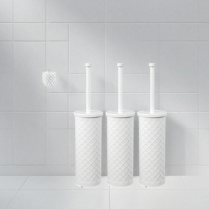 Ensemble de brosse et support pour cuvette de toilette blanche, lot de 3 avec 6 têtes de brosse supplémentaires - Product Image 2