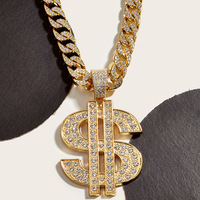 Collier chaîne cubaine avec pendentif dollar incrusté de cristaux, style hip-hop pour enfants, accessoires de danse de rue et de boîte de nuit – Vente chaude