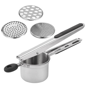 Prensa de Patatas Resistente de Acero Inoxidable con 3 Discos Reemplazables, Agarre de Silicona Spaetzle 01BB022A - Product Image 1