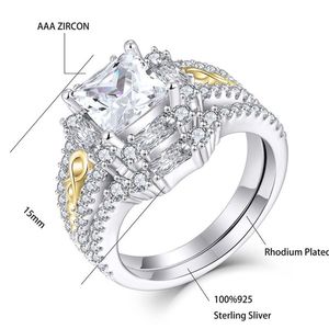 YHジュエリーカスタマイズ可能なファンシージュエリー<span class=keywords><strong>925</strong></span>スターリングシルバーリングメッキブライダル結婚指輪セット女性用 - Product Image 4