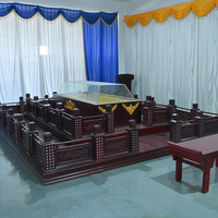Plataforma de Exhibición de Ataúdes Fúnebres de Madera Maciza de Alta Resistencia Fuyono, Equipo Funerario Profesional, Color Cobre