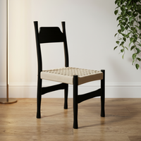 Chaise de salle à manger en bois massif au design antique, avec dossier en rotin floral vintage, pour la maison et l'hôtel