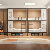 Lit superposé modulaire moderne personnalisé pour dortoir, lit mezzanine en acier pour 4 personnes avec rangement et cloison d'intimité pour hôtel/chambre