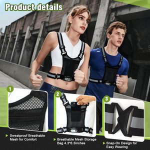 Gilet réfléchissant à détection gestuelle avec poche 360 ° Sangle réfléchissante avec plusieurs modes d'éclairage pour les promenades nocturnes - Product Image 3