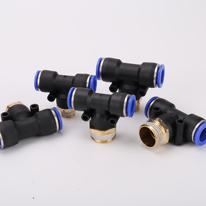 Nouveau raccord pneumatique rapide en laiton et plastique de type T PB4-01/6-02/8-01/10-01/12-04 T avec filetage positif pour l'air - Product Image 1