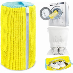 Sac de lavage pour chaussures OEM, jaune, en chenille, lavable en machine, protection anti-déformation pour baskets - Product Image 4