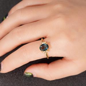 Anello da Donna T0542 con Acquamarina Ovale Naturale, Montatura a Griffe, Anelli di Fidanzamento alla Moda - Product Image 5