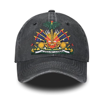 Casquette de baseball d'Haïti avec drapeau, vente en gros d'usine chinoise, en polyester, logo imprimé intégral, drapeau haïtien, vêtements, maillot, bandana
