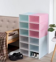 Boîte à chaussures transparente organisateurs de chaussures épaissies pli en plastique boîte de rangement anti-poussière empilable divers Styles