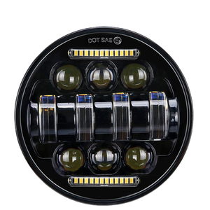 Phare LED pour moto 5,75 pouces 30W, forme H4, 6000 lm, 6000K-6500K, blanc, faisceau Hi/Lo, avec Halo LED Angel Eyes pour tout-terrain - Product Image 1