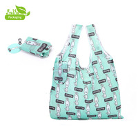 Sac à provisions multifonctionnel imperméable en polyester pliable et réutilisable avec support pour téléphone portable pour la vente en gros