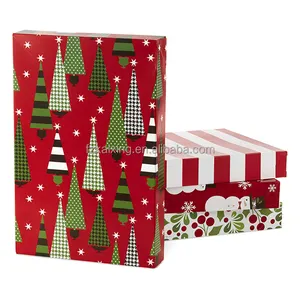 定制圣诞供应商流行装饰图案衬衫盒包装带盖包装礼品