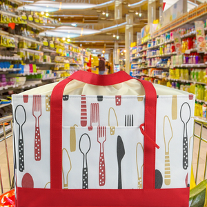 Bolsa de Compras Aislante Grande Estilo Japonés, Bolsa de Picnic Plegable con Cordón de Cierre, de Tela Oxford - Product Image 5