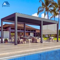 Pergola rétractable en aluminium pour jardin, toit pliant à lamelles, pare-soleil imperméable, motorisée, télescopique, en métal