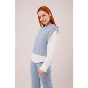 Conjunto de suéter de manga larga azul para mujer, dos piezas, al por mayor - Product Image 6