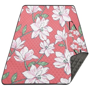Hawaiian Tropical Flowers Oversized <b>BBQ</b> Blanket Waterproof Picnic Quilted Washable <b>Camping</b> Mat Foldable Cooler Bag - Product Image 2
